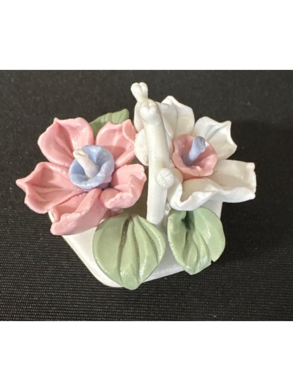 Vintage Sleeping Baby Boy & Girl Floral Basket Porcelain Figurines Party Cake - Picture 10 of 15